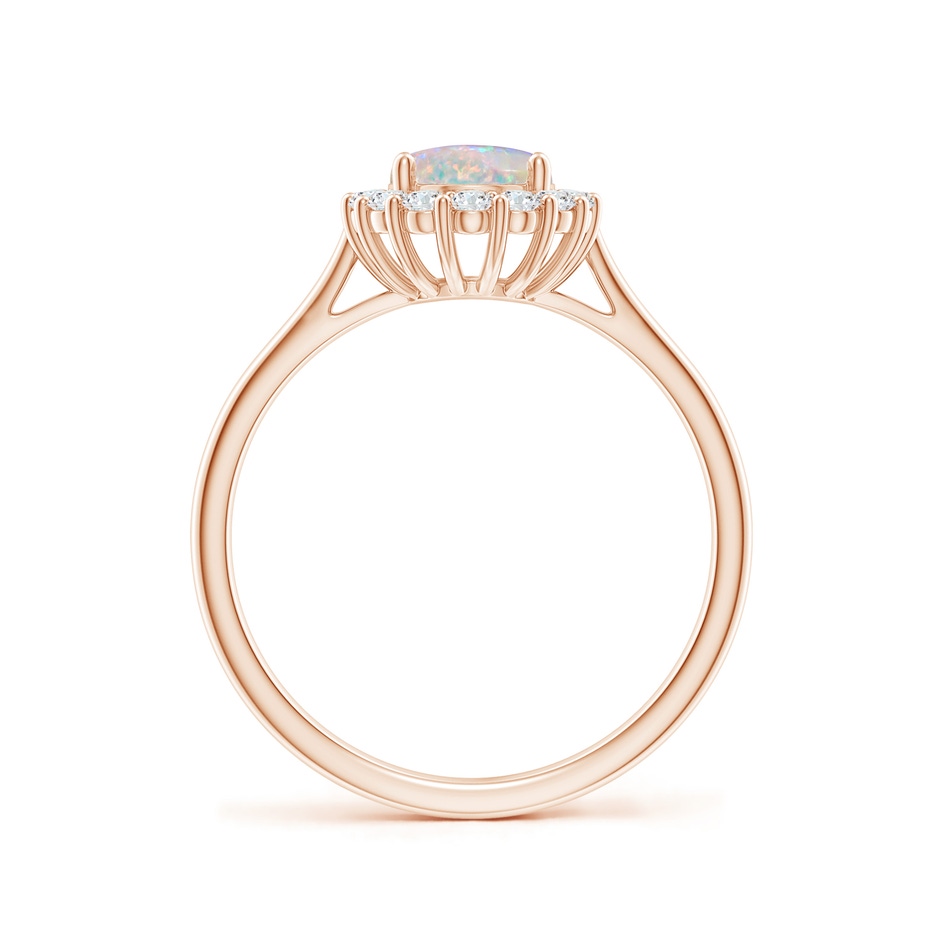 8x6mm AAAA Oval Opal Ring with Floral Diamond Halo in Rose Gold side-1