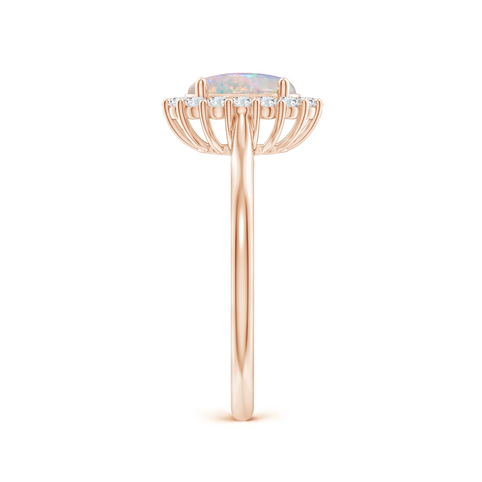 8x6mm AAAA Oval Opal Ring with Floral Diamond Halo in Rose Gold side-2