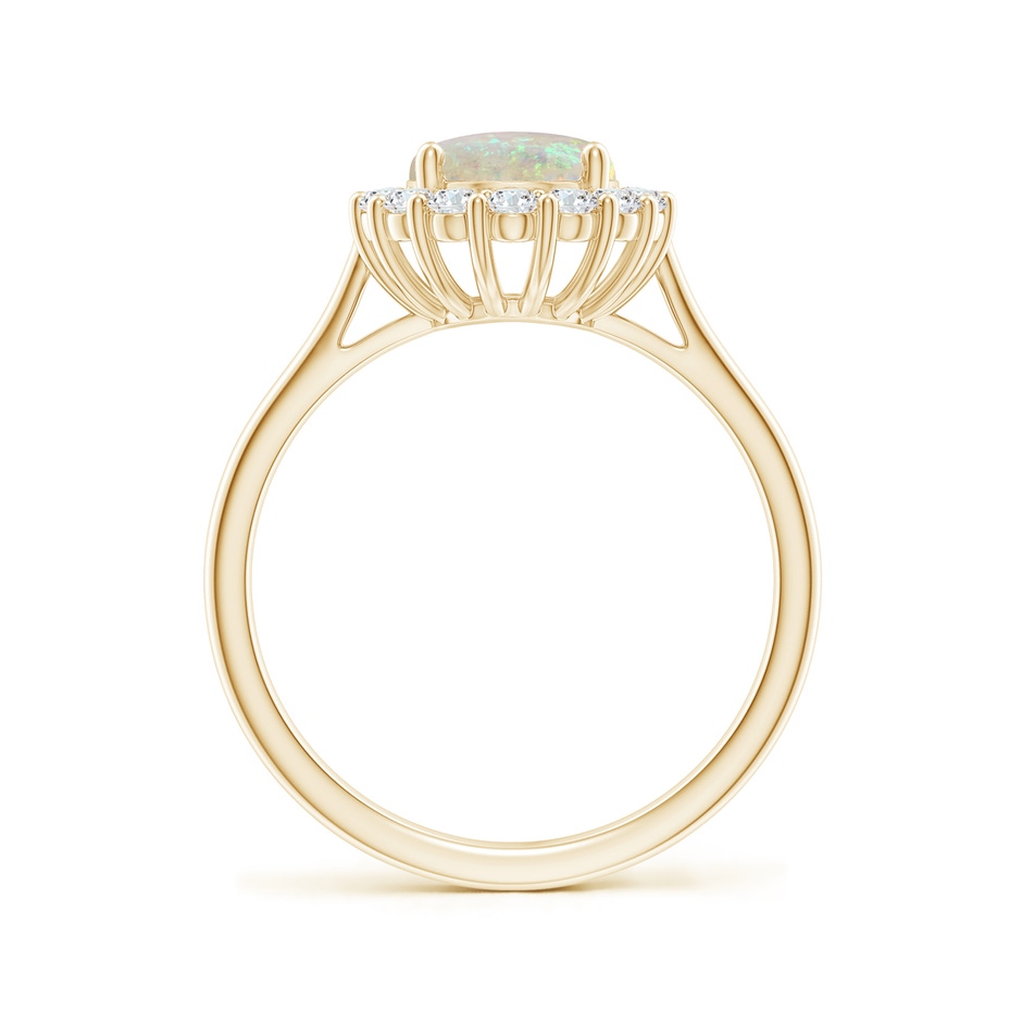 9x7mm AAA Oval Opal Ring with Floral Diamond Halo in Yellow Gold side-1