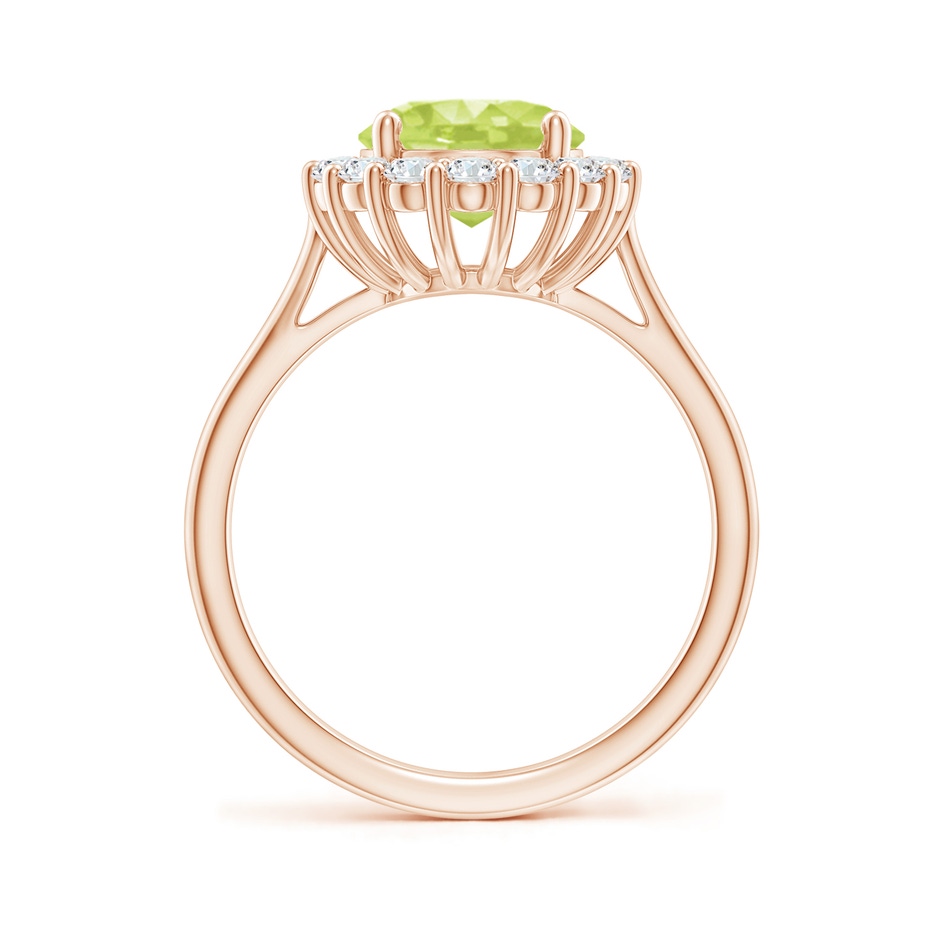 10x8mm A Oval Peridot Ring with Floral Diamond Halo in Rose Gold side 199