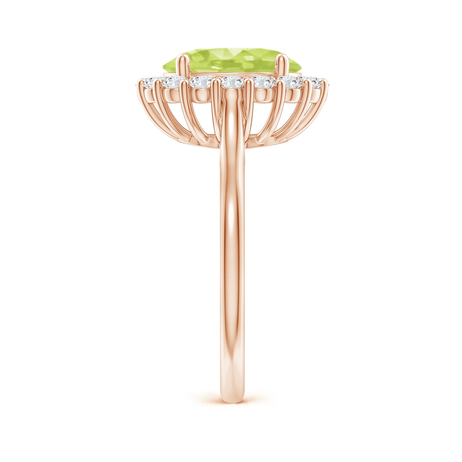 10x8mm A Oval Peridot Ring with Floral Diamond Halo in Rose Gold side 299