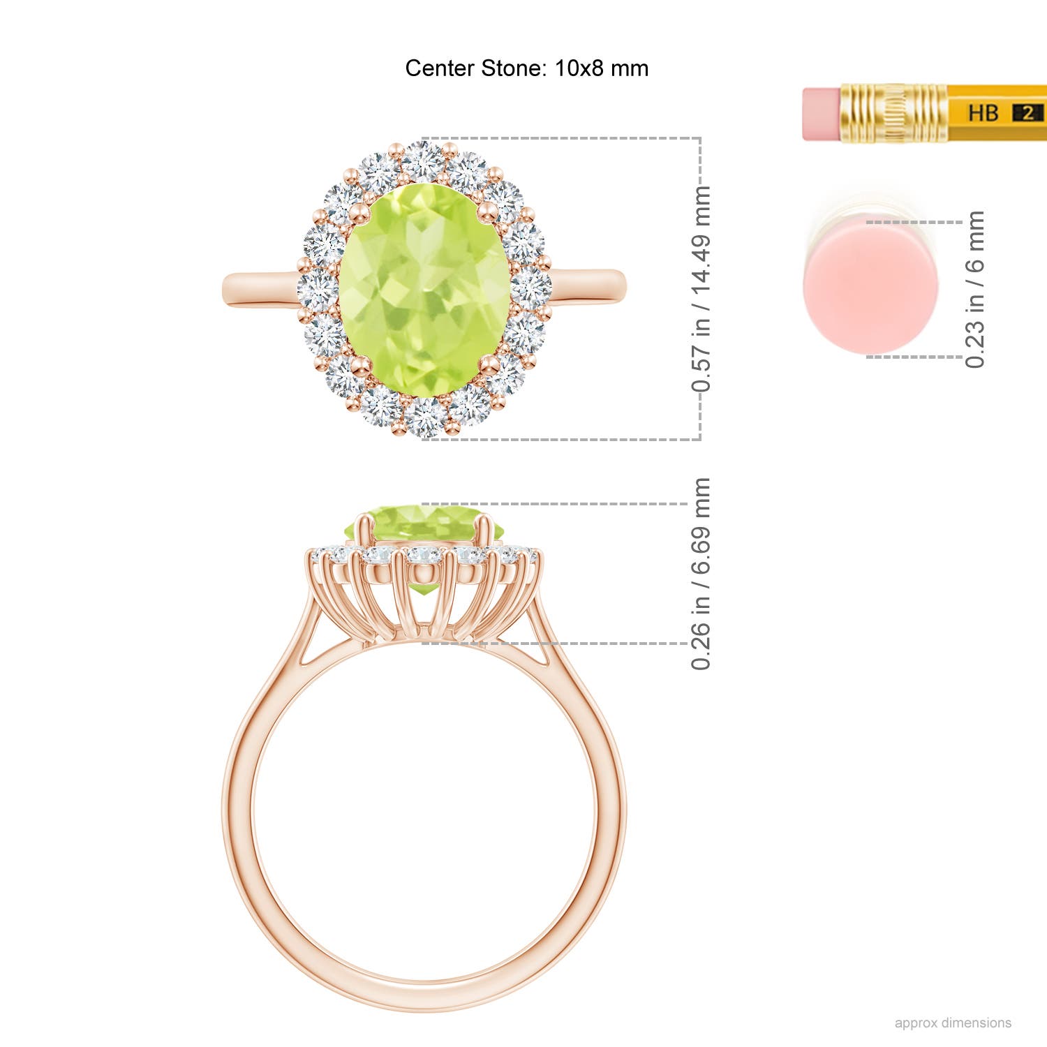 A - Peridot / 3.16 CT / 14 KT Rose Gold