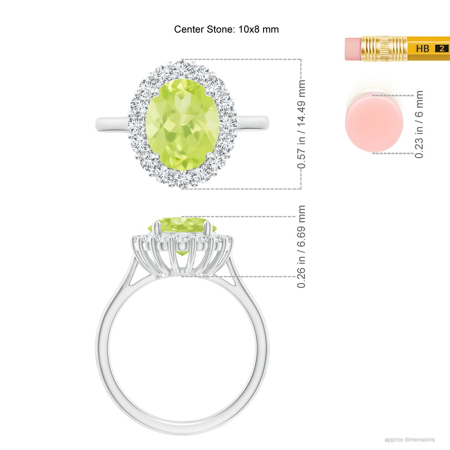 A - Peridot / 3.16 CT / 14 KT White Gold