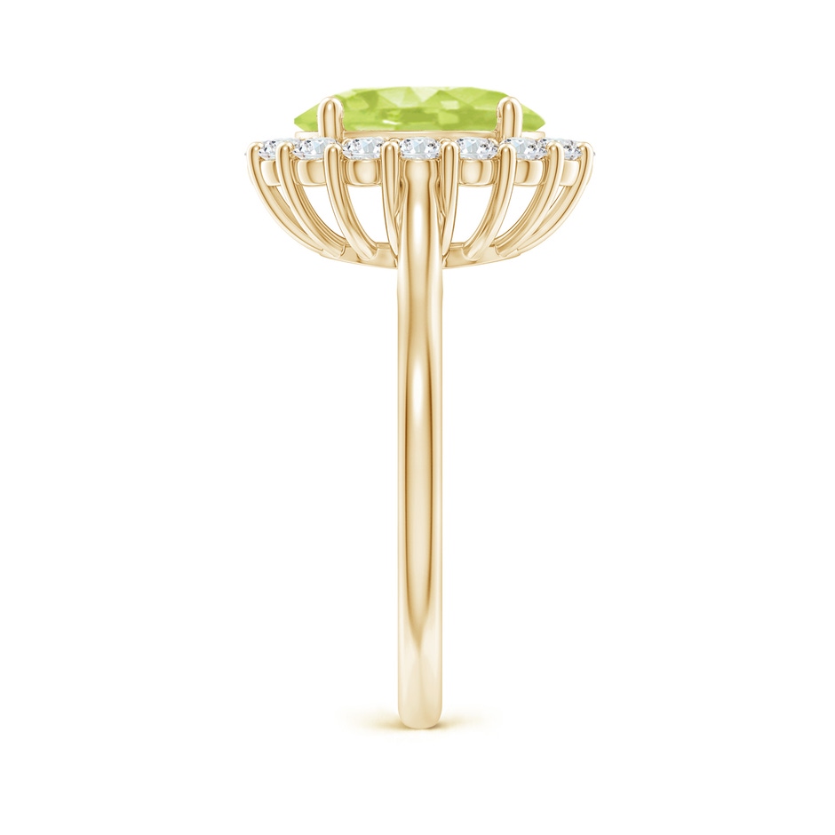 10x8mm A Oval Peridot Ring with Floral Diamond Halo in Yellow Gold side 299