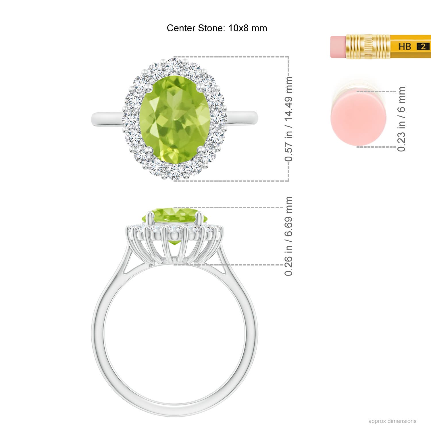 AA - Peridot / 3.16 CT / 14 KT White Gold