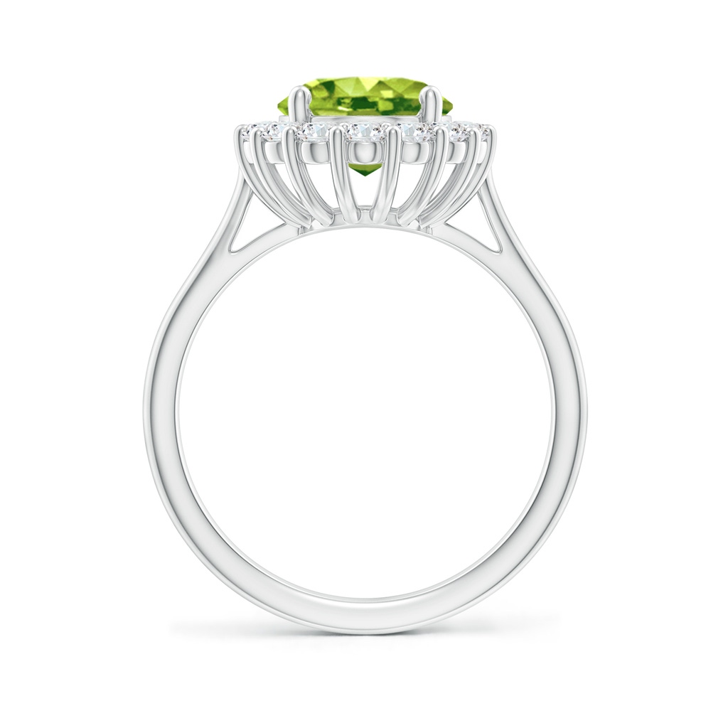 10x8mm AAA Oval Peridot Ring with Floral Diamond Halo in White Gold Side 199