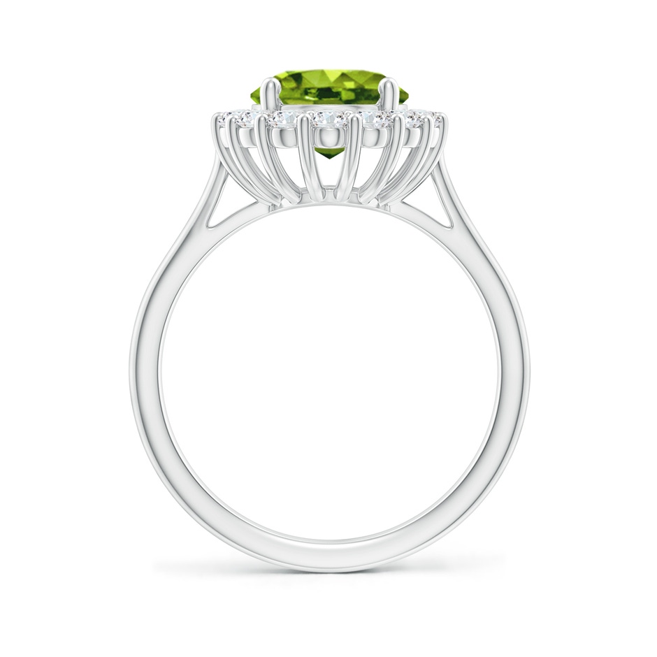 10x8mm AAAA Oval Peridot Ring with Floral Diamond Halo in P950 Platinum side 199