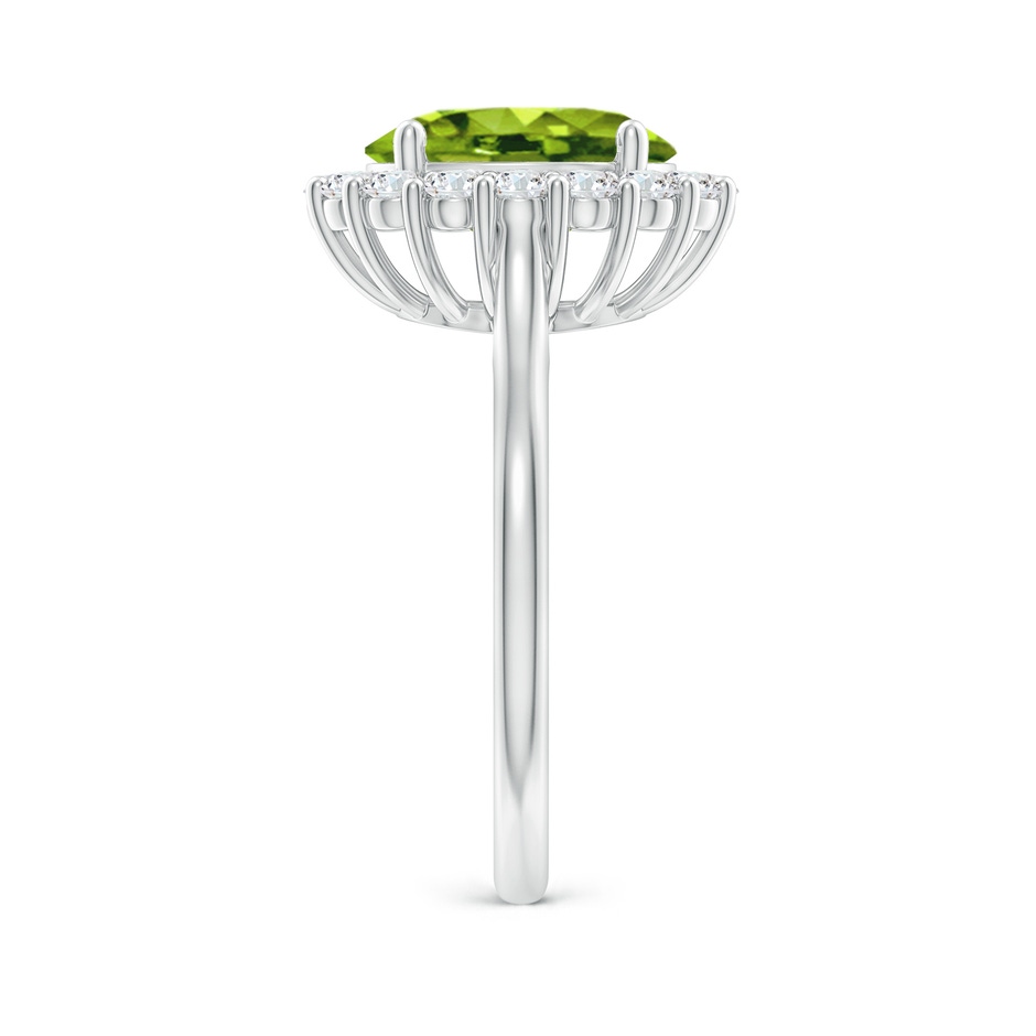 10x8mm AAAA Oval Peridot Ring with Floral Diamond Halo in P950 Platinum side 299