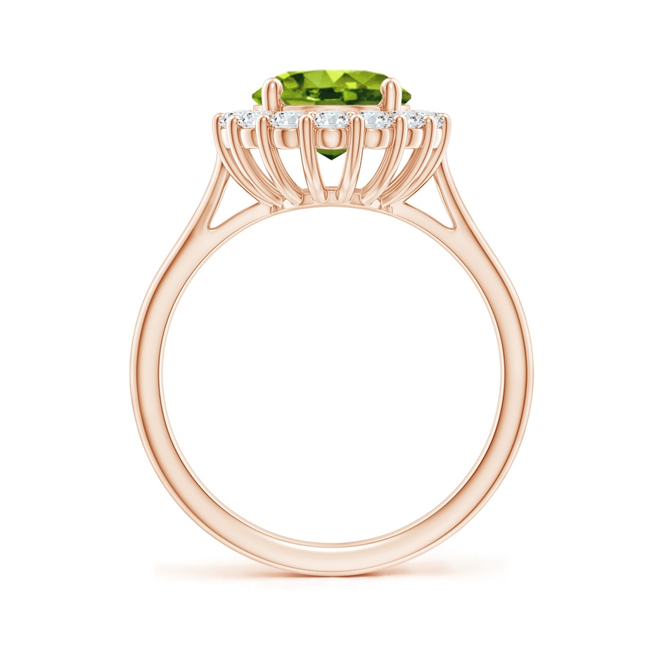 10x8mm AAAA Oval Peridot Ring with Floral Diamond Halo in Rose Gold side 199