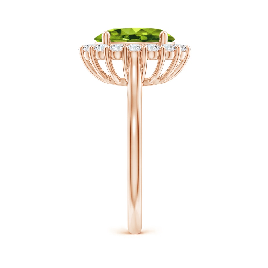 10x8mm AAAA Oval Peridot Ring with Floral Diamond Halo in Rose Gold side 299