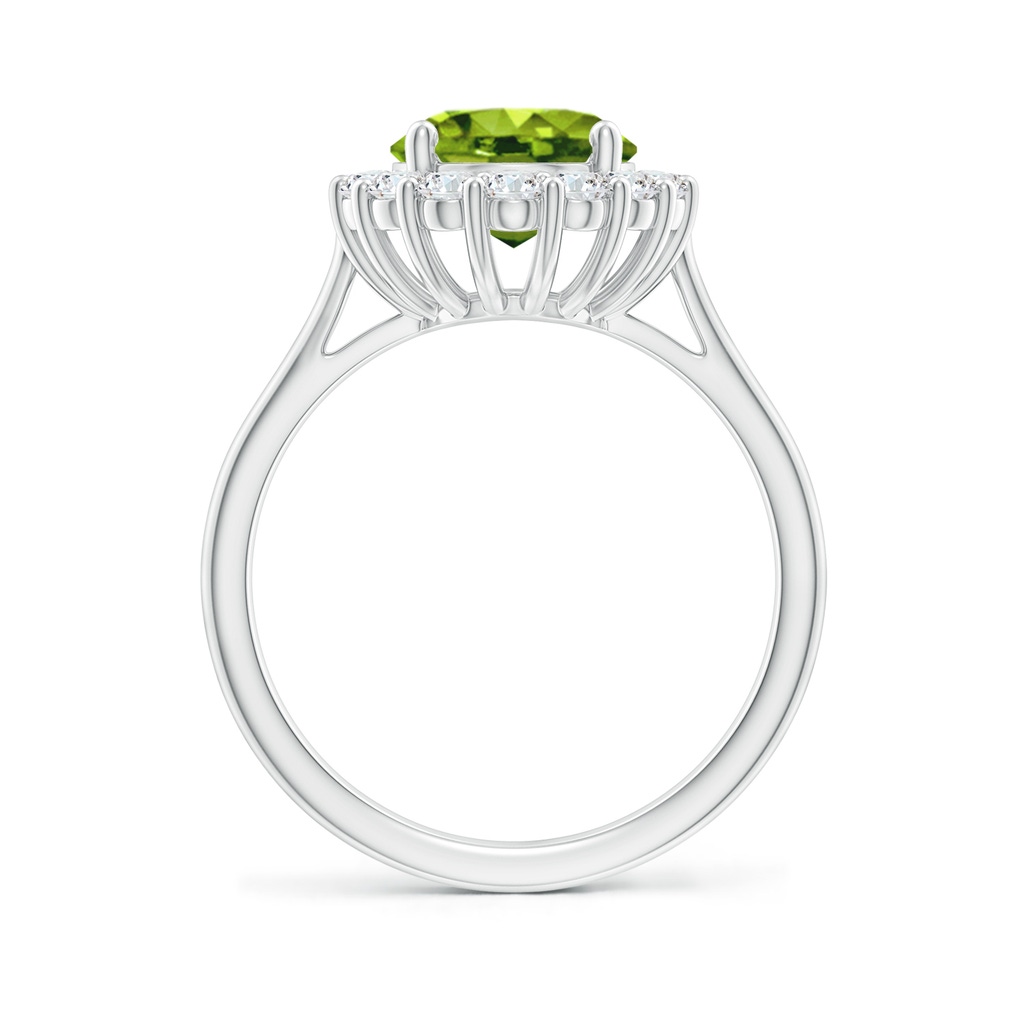 10x8mm AAAA Oval Peridot Ring with Floral Diamond Halo in White Gold Side 199
