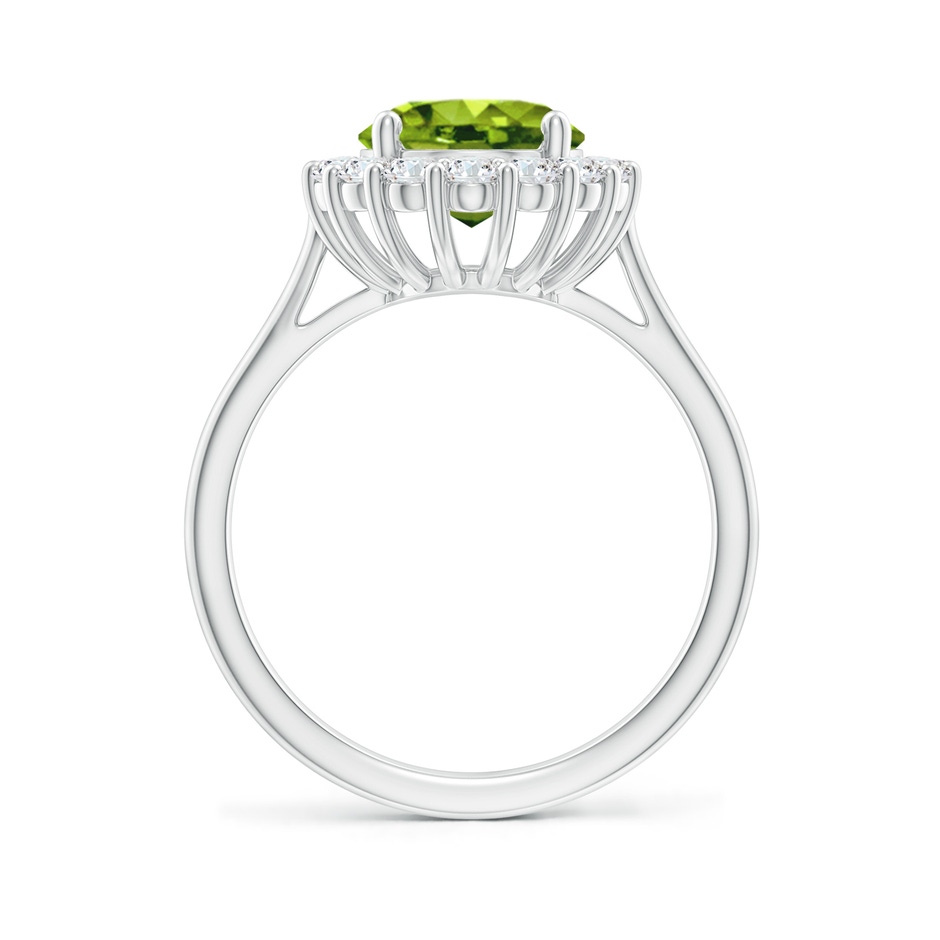 10x8mm AAAA Oval Peridot Ring with Floral Diamond Halo in White Gold side 199