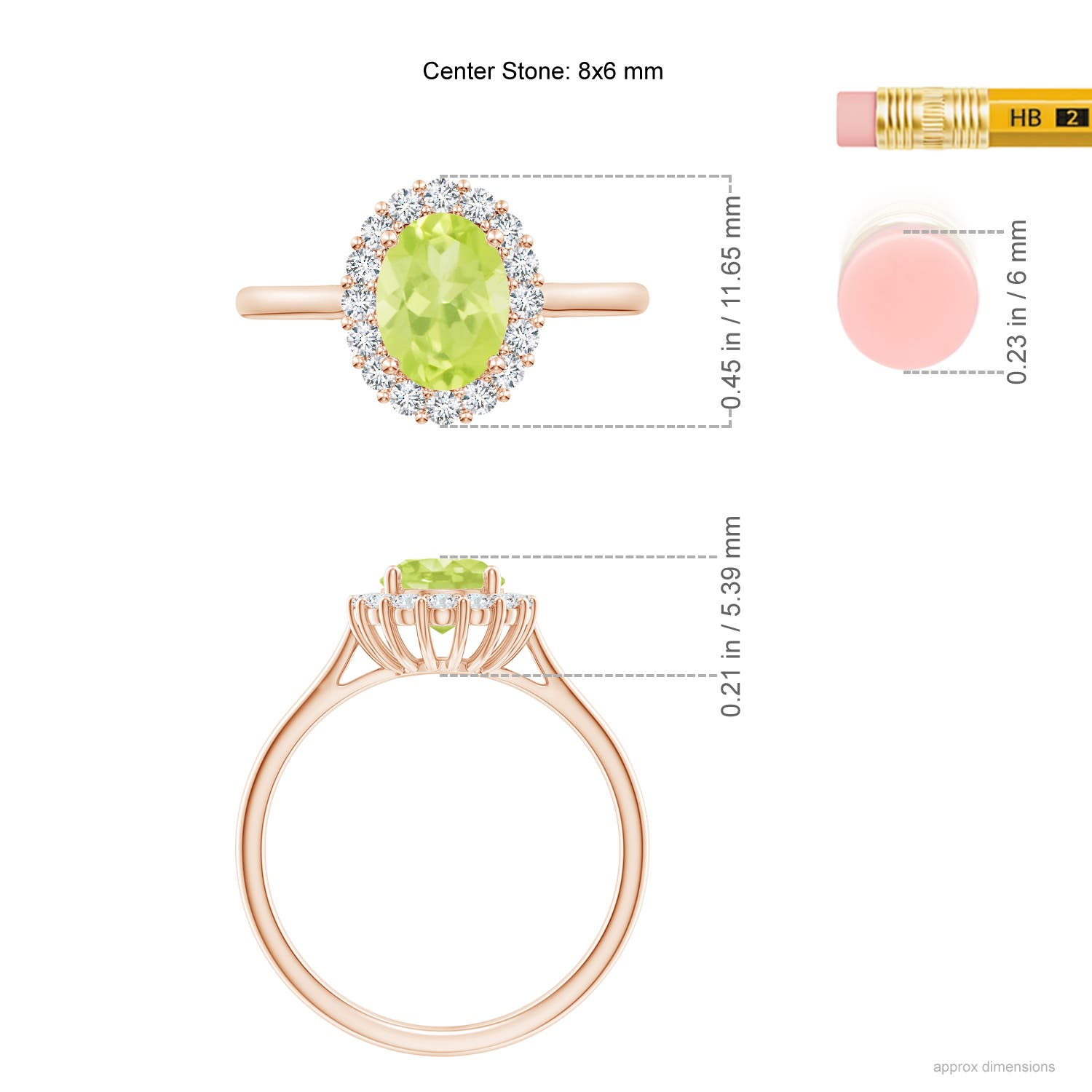 A - Peridot / 1.64 CT / 14 KT Rose Gold