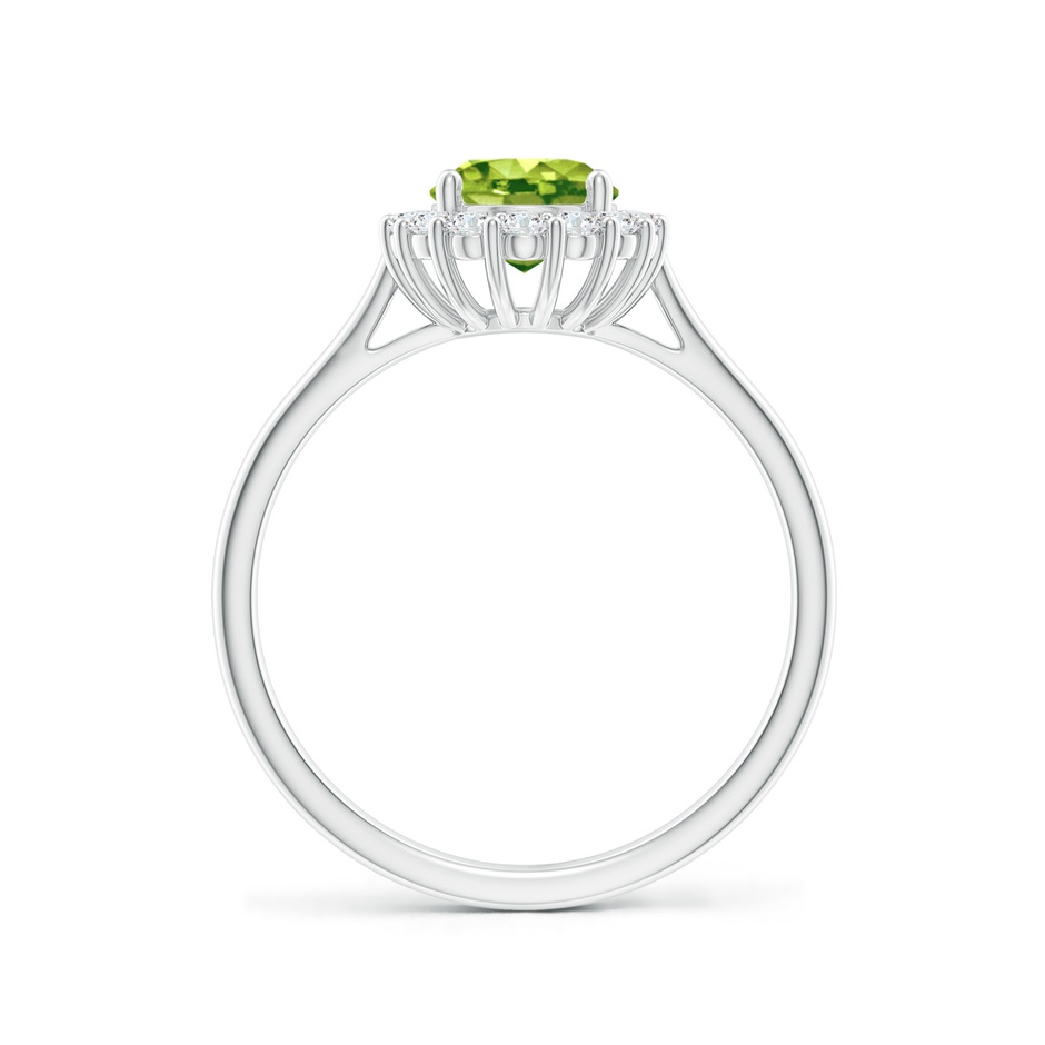 8x6mm AAA Oval Peridot Ring with Floral Diamond Halo in White Gold side 199