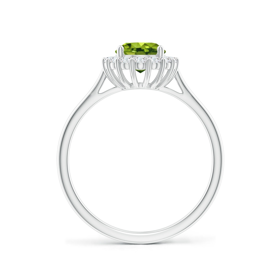 8x6mm AAAA Oval Peridot Ring with Floral Diamond Halo in White Gold side 199