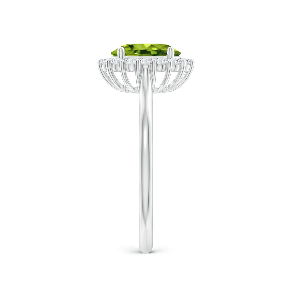 8x6mm AAAA Oval Peridot Ring with Floral Diamond Halo in White Gold side 299