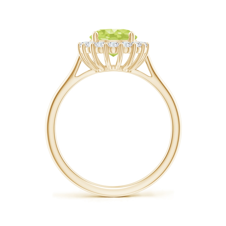 9x7mm A Oval Peridot Ring with Floral Diamond Halo in 9K Yellow Gold side 199