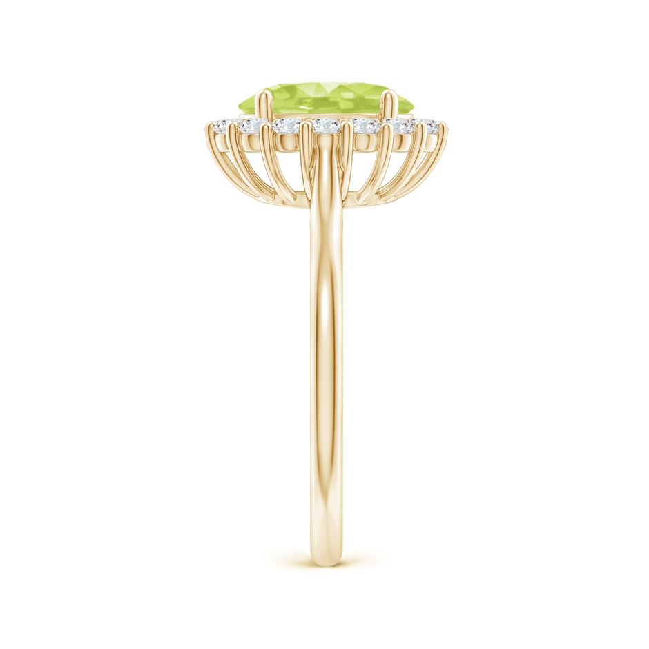 9x7mm A Oval Peridot Ring with Floral Diamond Halo in 9K Yellow Gold side 299