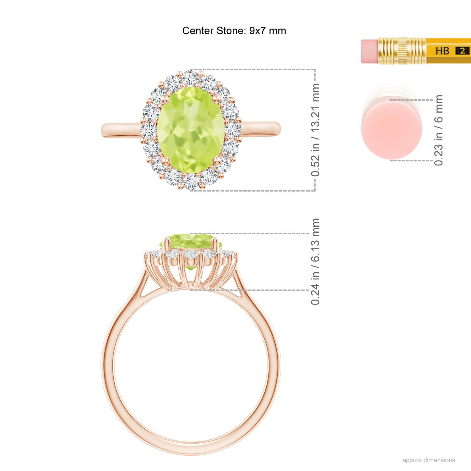 A - Peridot / 2.3 CT / 14 KT Rose Gold