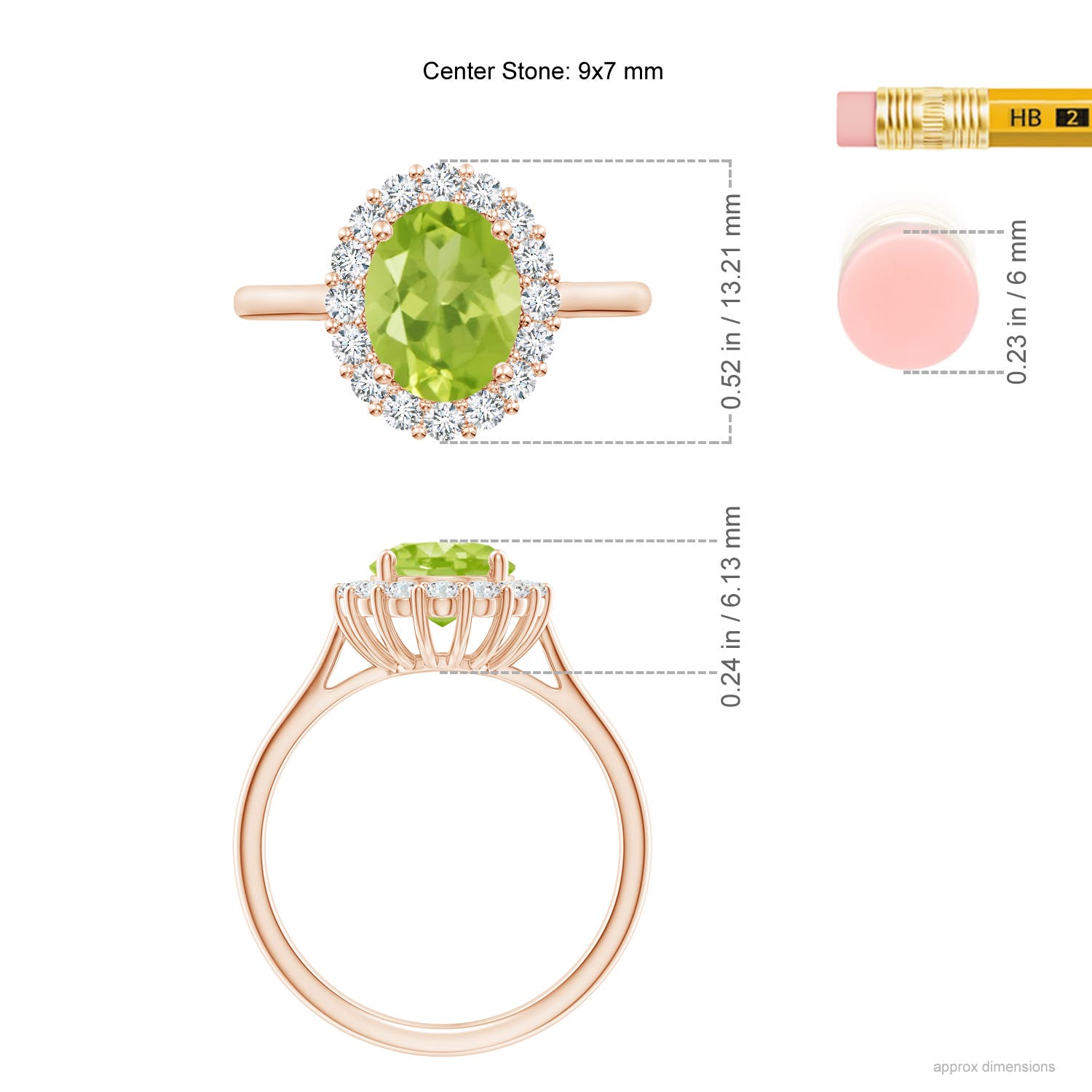 AA - Peridot / 2.3 CT / 14 KT Rose Gold