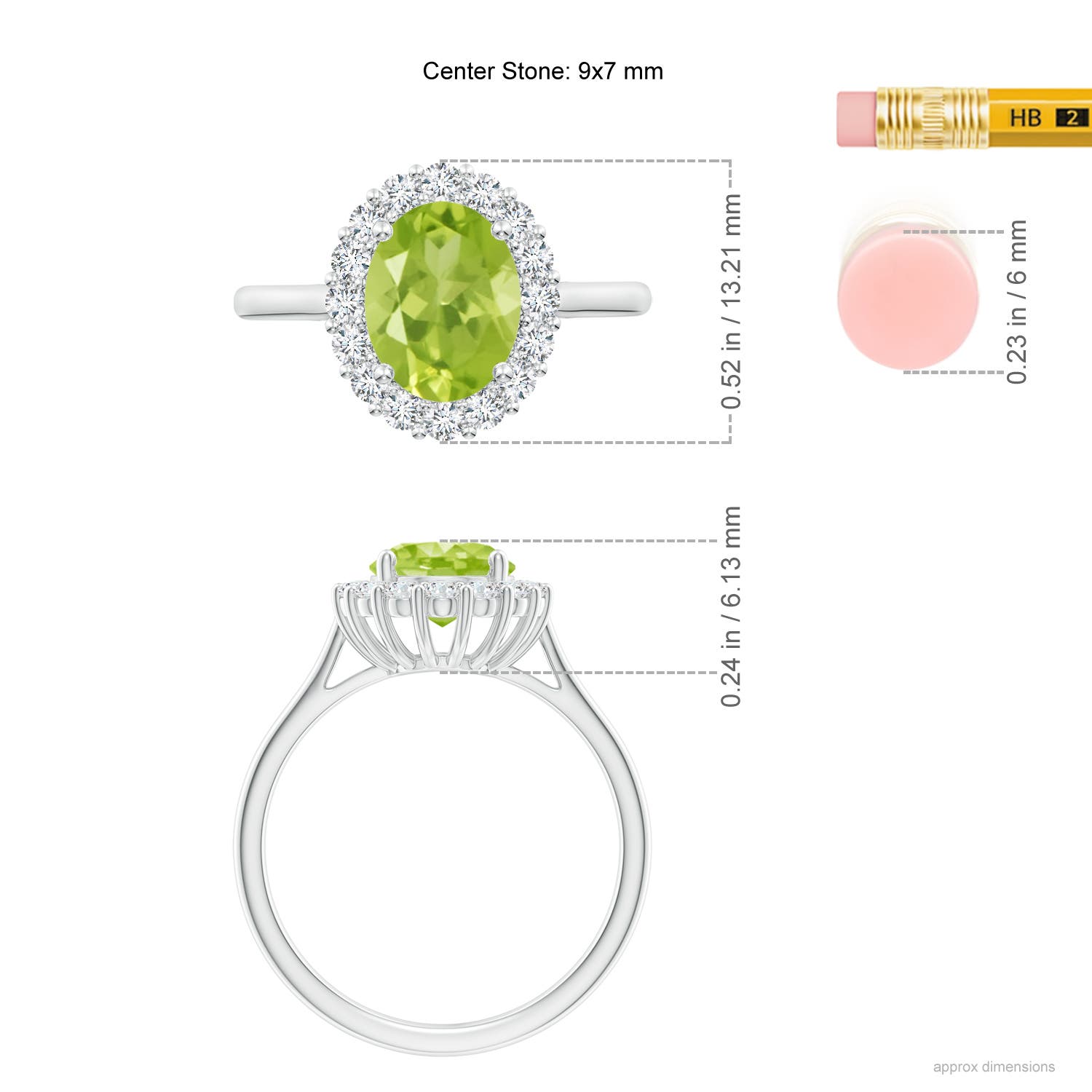 AA - Peridot / 2.3 CT / 14 KT White Gold