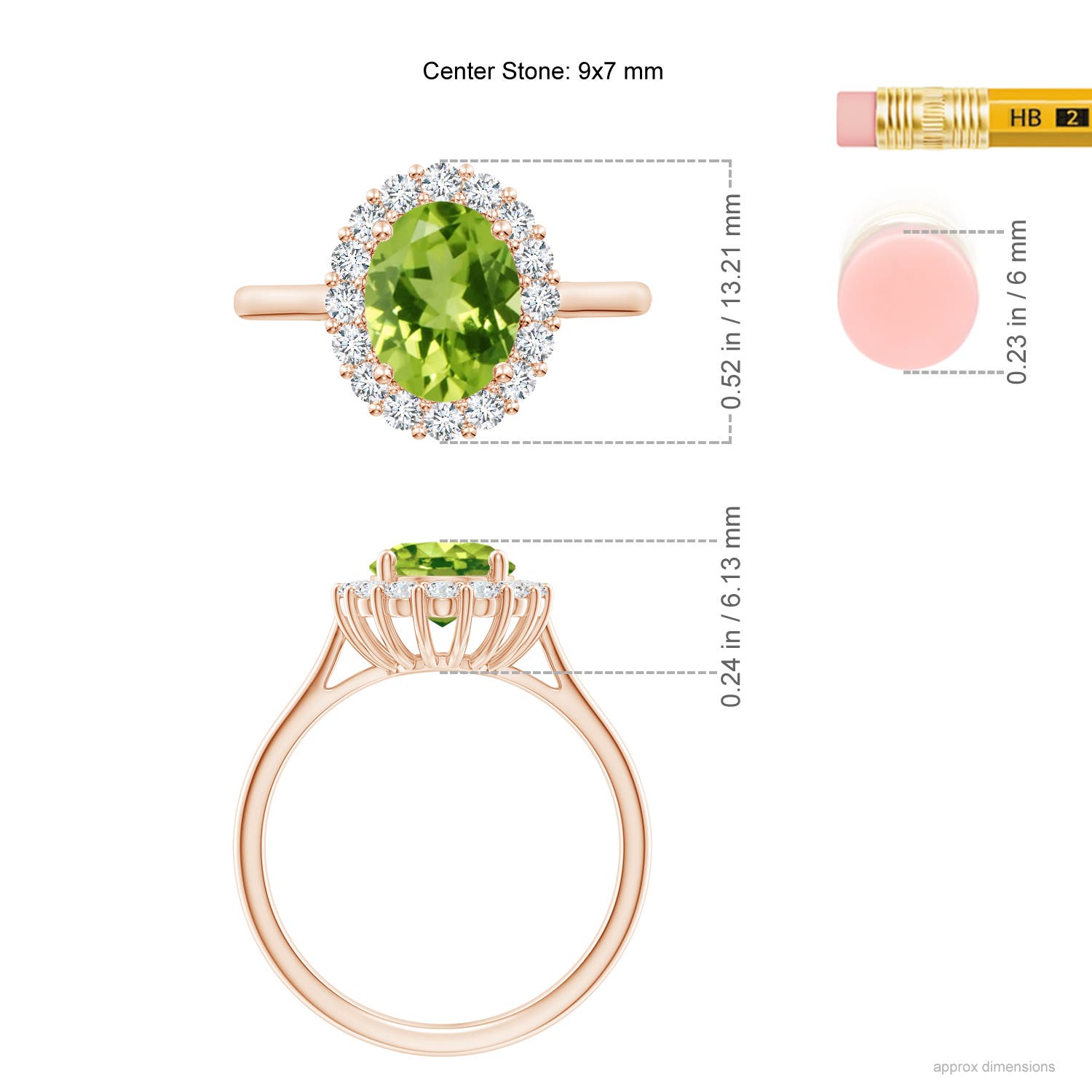 AAA - Peridot / 2.3 CT / 14 KT Rose Gold