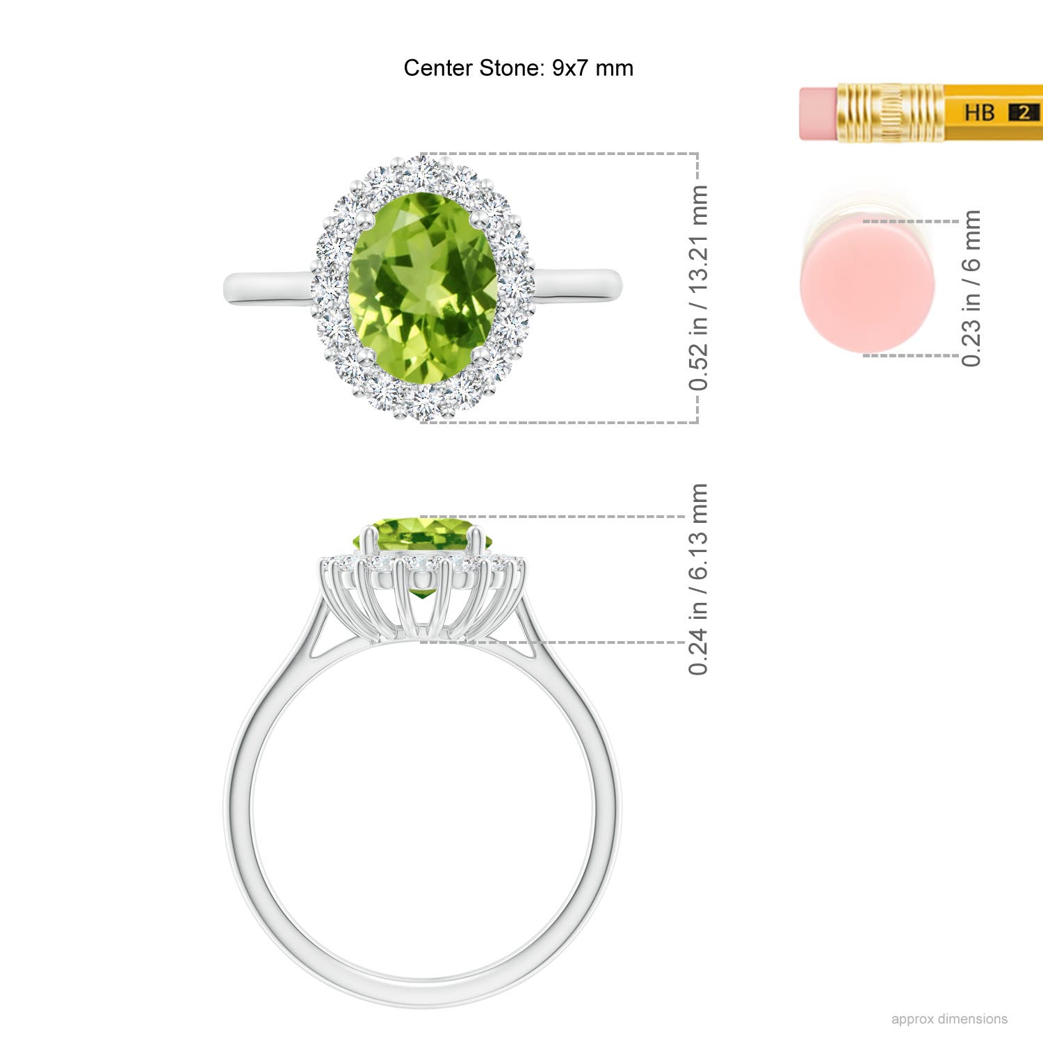 AAA - Peridot / 2.3 CT / 14 KT White Gold