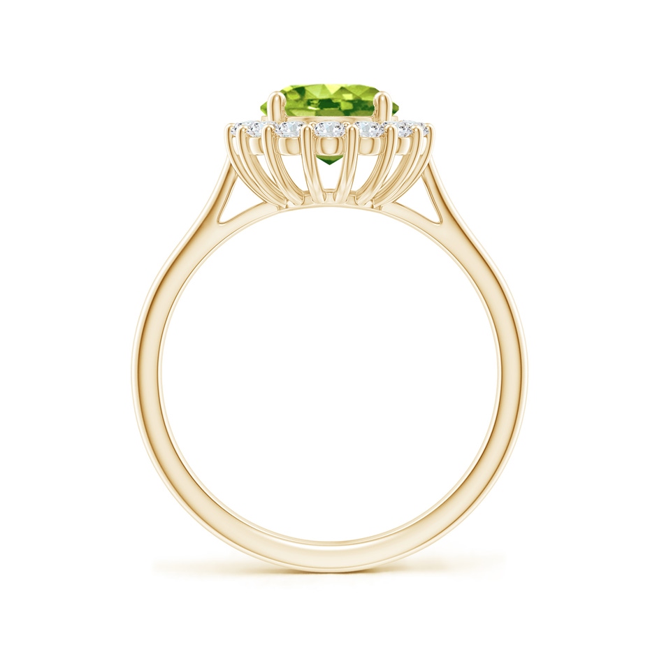 9x7mm AAA Oval Peridot Ring with Floral Diamond Halo in Yellow Gold side 199