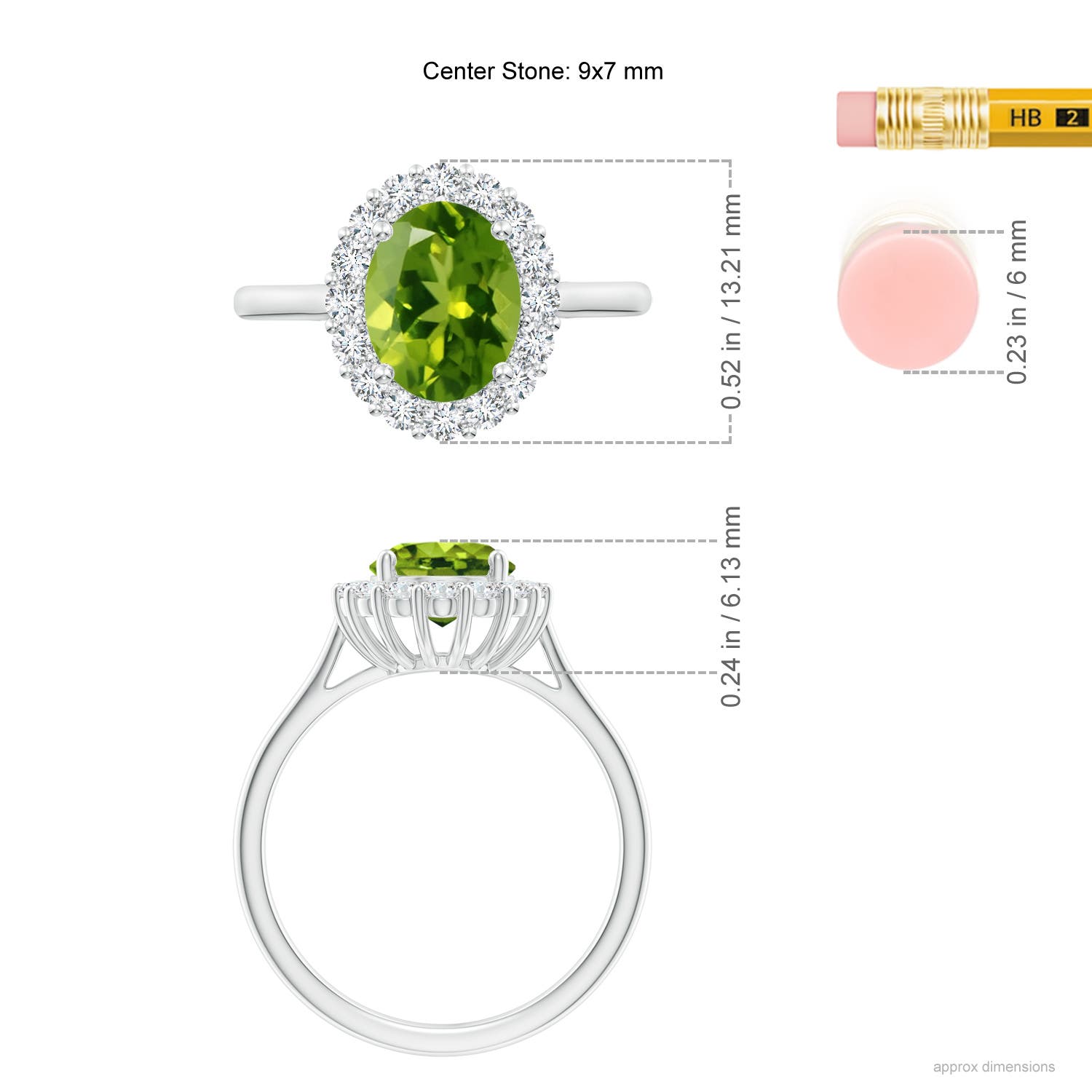 AAAA - Peridot / 2.3 CT / 14 KT White Gold