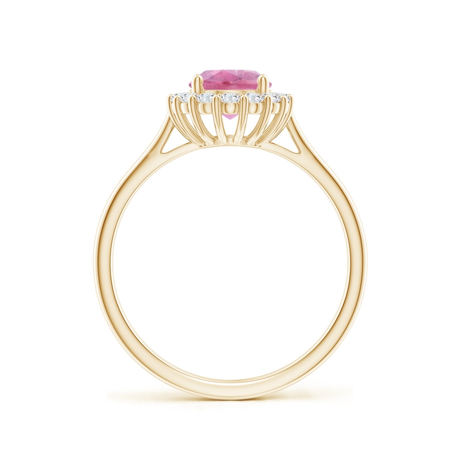 8x6mm A Oval Pink Tourmaline Ring with Floral Diamond Halo in Yellow Gold side 199
