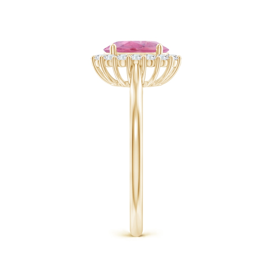 8x6mm A Oval Pink Tourmaline Ring with Floral Diamond Halo in Yellow Gold side 299