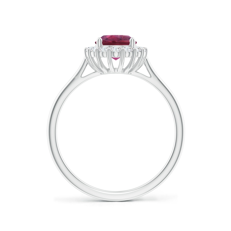 8x6mm AAAA Oval Pink Tourmaline Ring with Floral Diamond Halo in P950 Platinum side 199