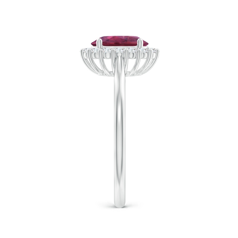 8x6mm AAAA Oval Pink Tourmaline Ring with Floral Diamond Halo in P950 Platinum side 299