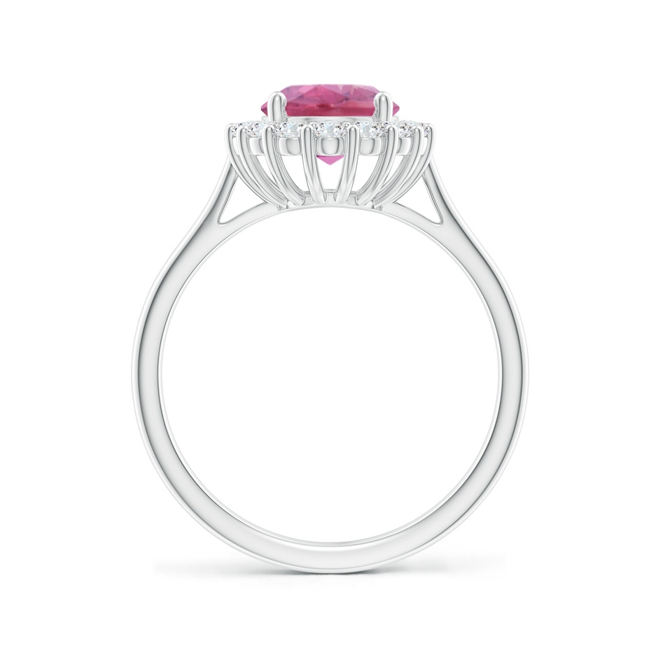9x7mm AA Oval Pink Tourmaline Ring with Floral Diamond Halo in White Gold side 199
