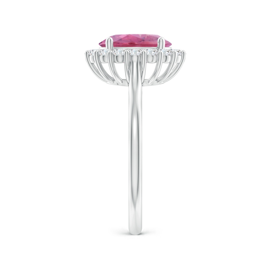 9x7mm AA Oval Pink Tourmaline Ring with Floral Diamond Halo in White Gold side 299