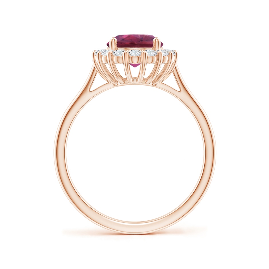 9x7mm AAAA Oval Pink Tourmaline Ring with Floral Diamond Halo in Rose Gold side 199