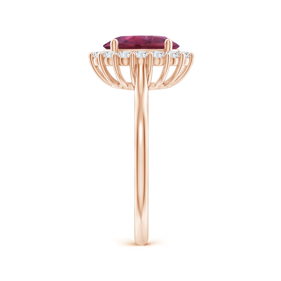 9x7mm AAAA Oval Pink Tourmaline Ring with Floral Diamond Halo in Rose Gold side 299
