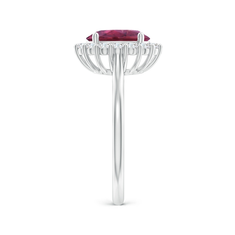9x7mm AAAA Oval Pink Tourmaline Ring with Floral Diamond Halo in White Gold side 299