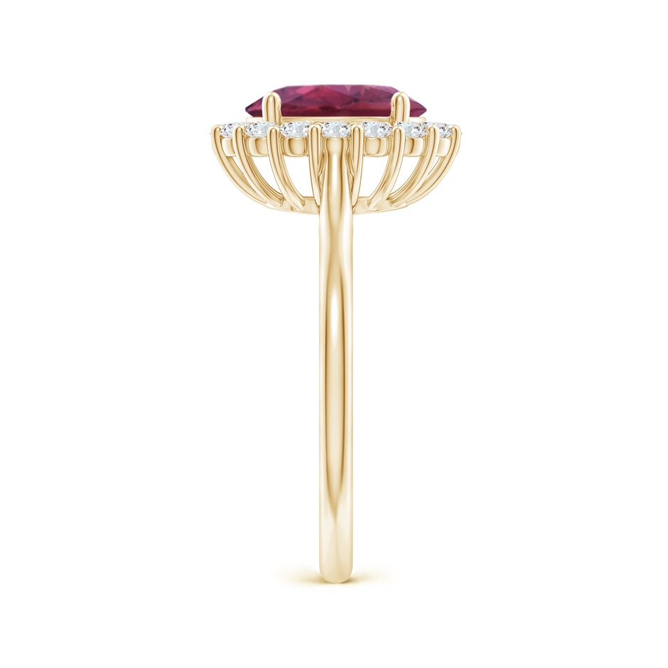 9x7mm AAAA Oval Pink Tourmaline Ring with Floral Diamond Halo in Yellow Gold side 299