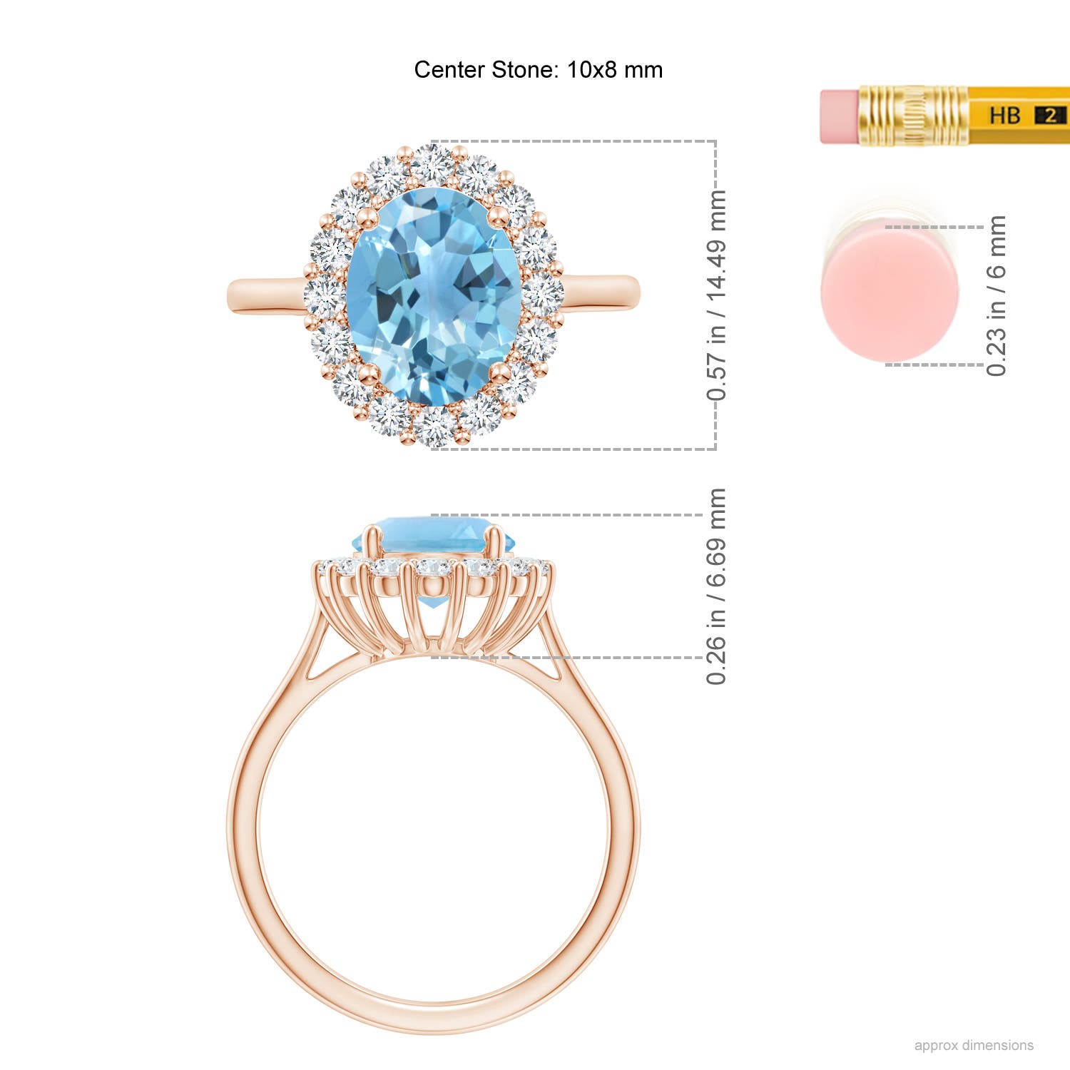 A - Swiss Blue Topaz / 3.81 CT / 14 KT Rose Gold