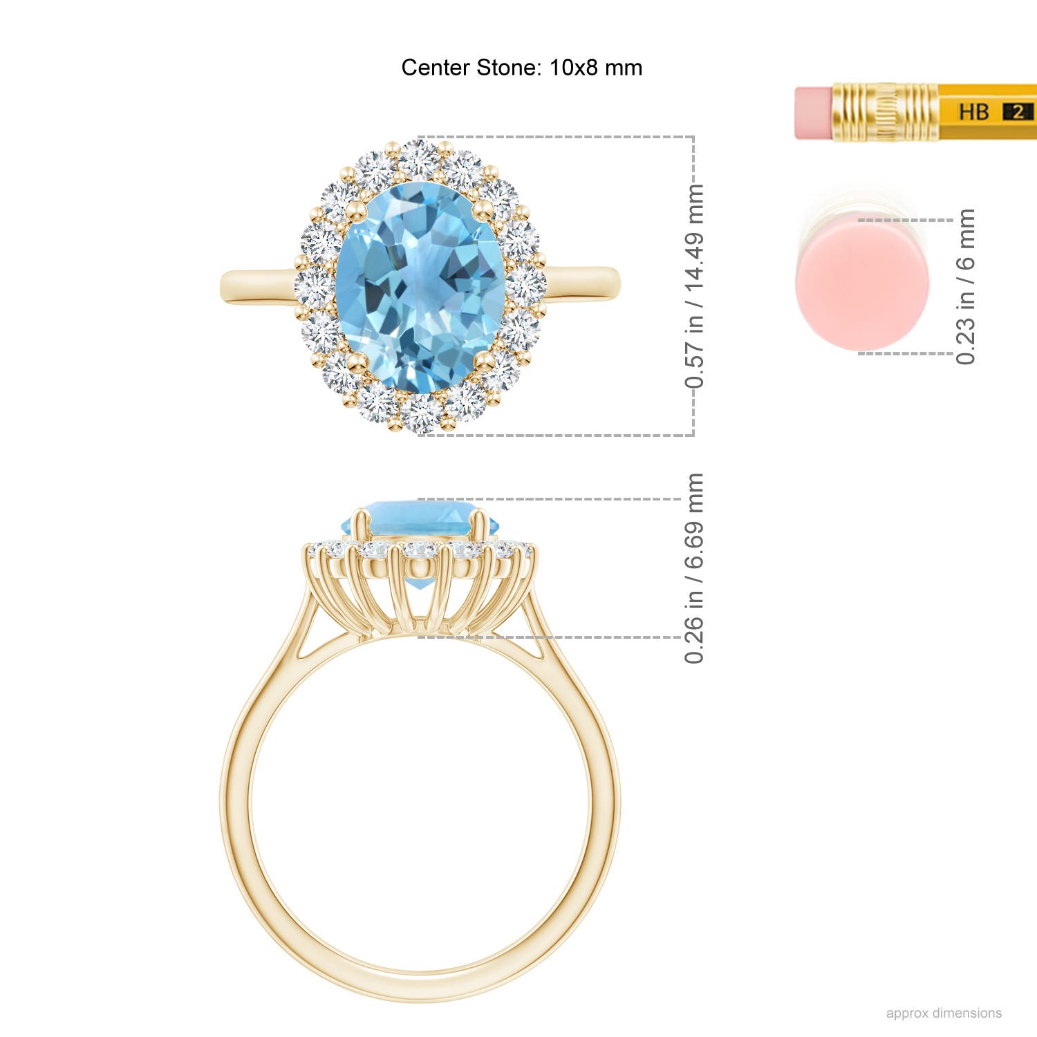 A - Swiss Blue Topaz / 3.81 CT / 14 KT Yellow Gold