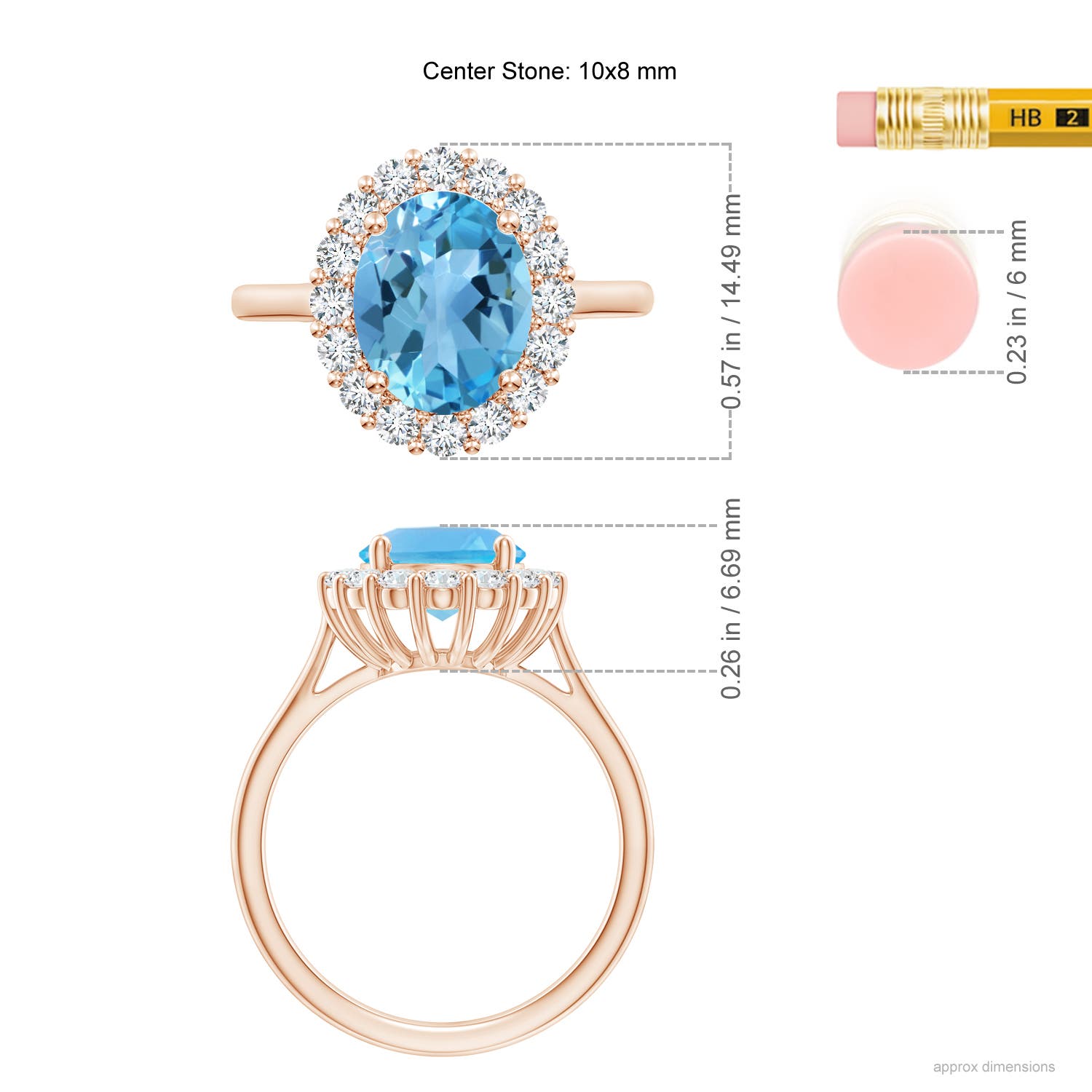 AA - Swiss Blue Topaz / 3.81 CT / 14 KT Rose Gold