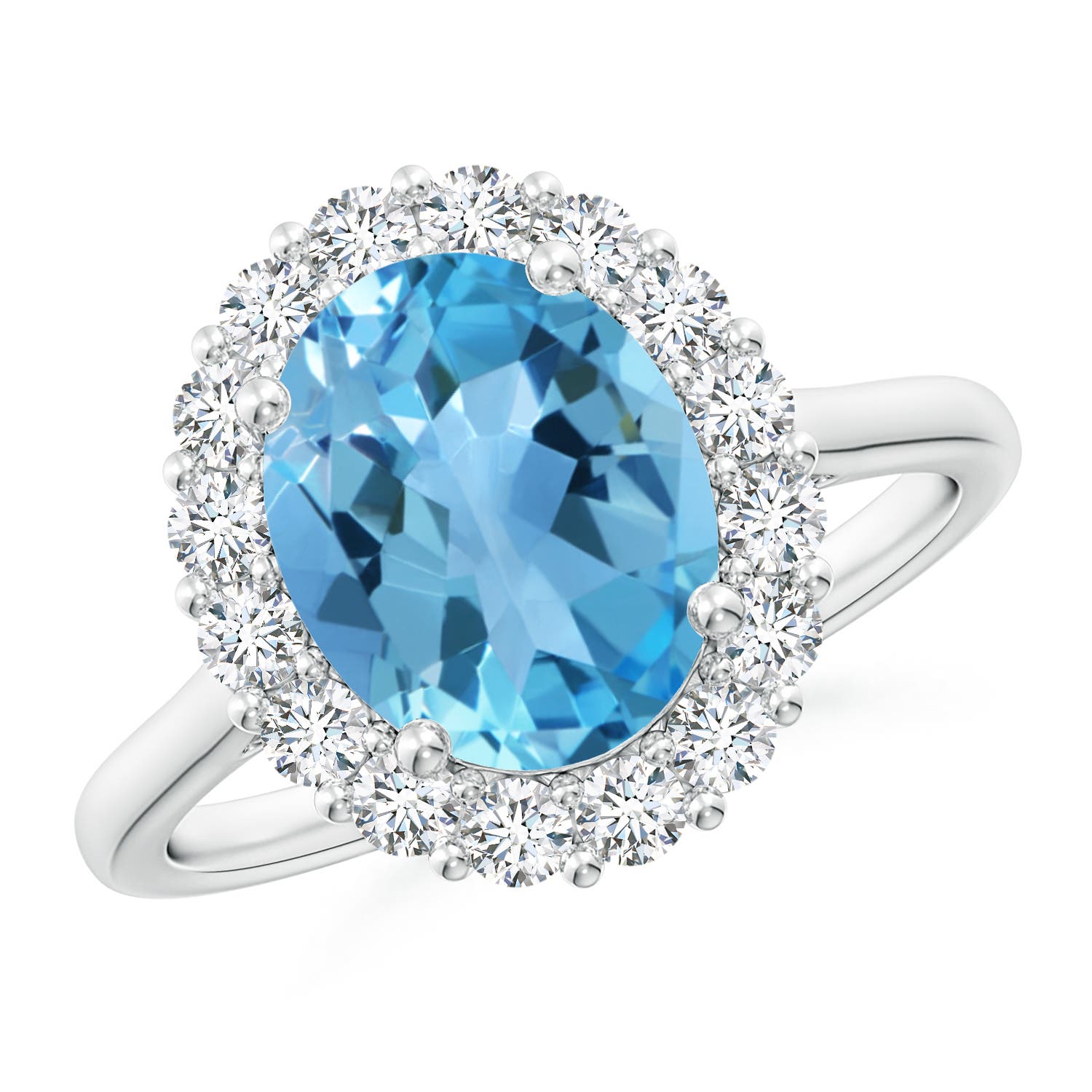 AA - Swiss Blue Topaz / 3.81 CT / 14 KT White Gold