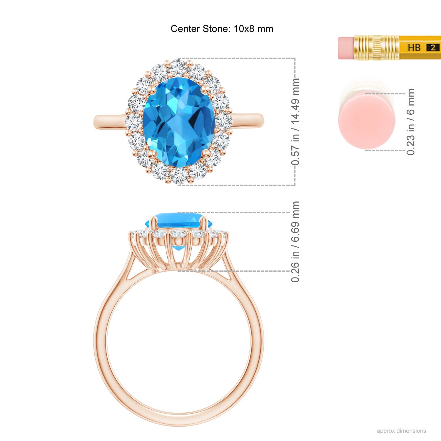 AAAA - Swiss Blue Topaz / 3.81 CT / 14 KT Rose Gold