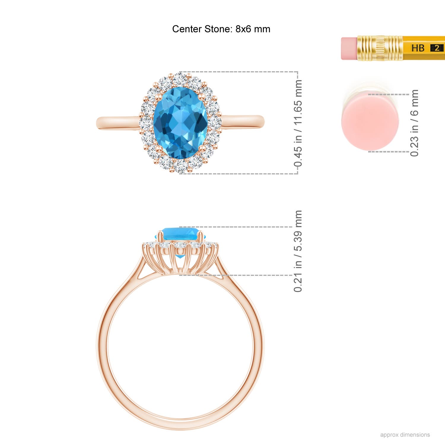 AAA - Swiss Blue Topaz / 1.79 CT / 14 KT Rose Gold