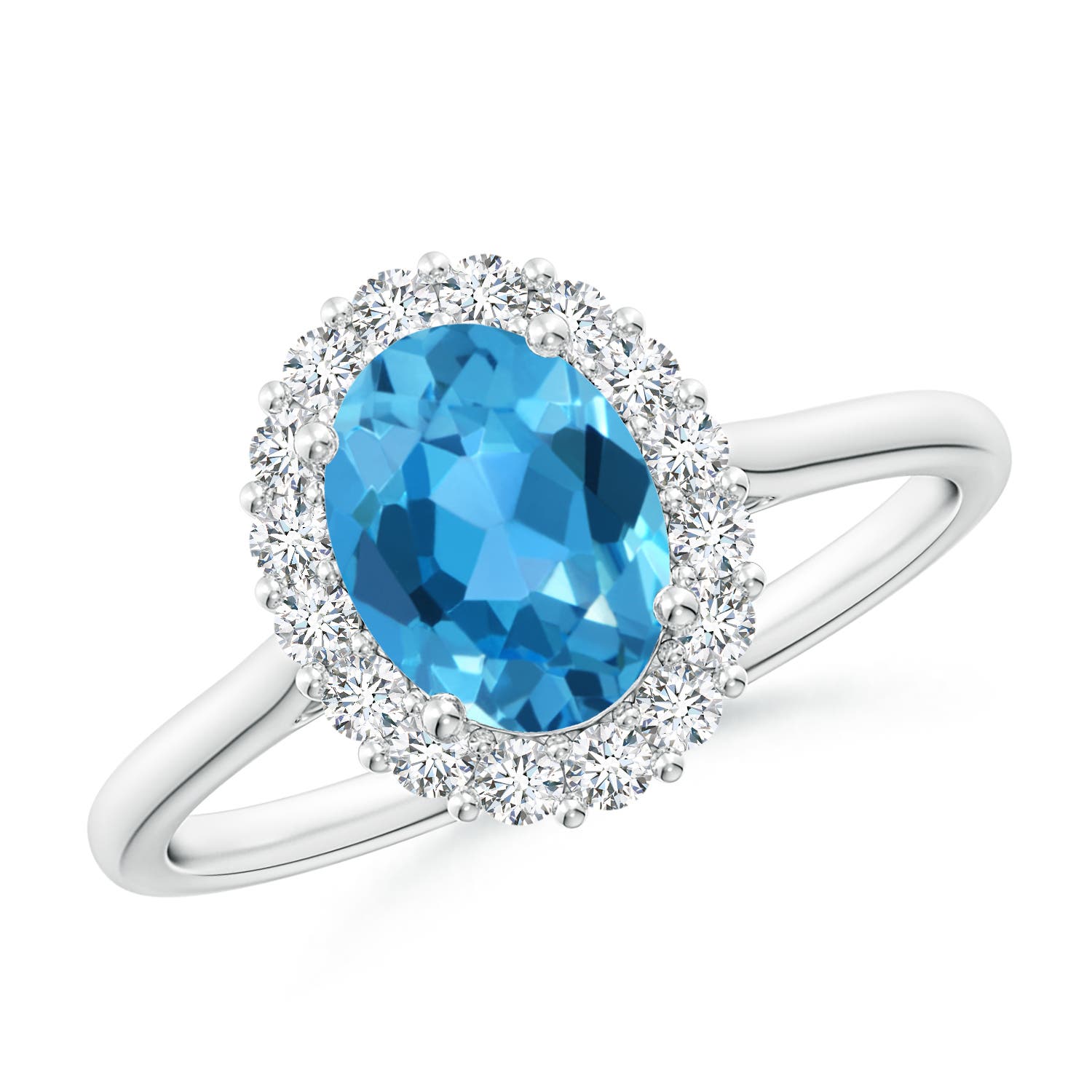 AAA - Swiss Blue Topaz / 1.79 CT / 14 KT White Gold