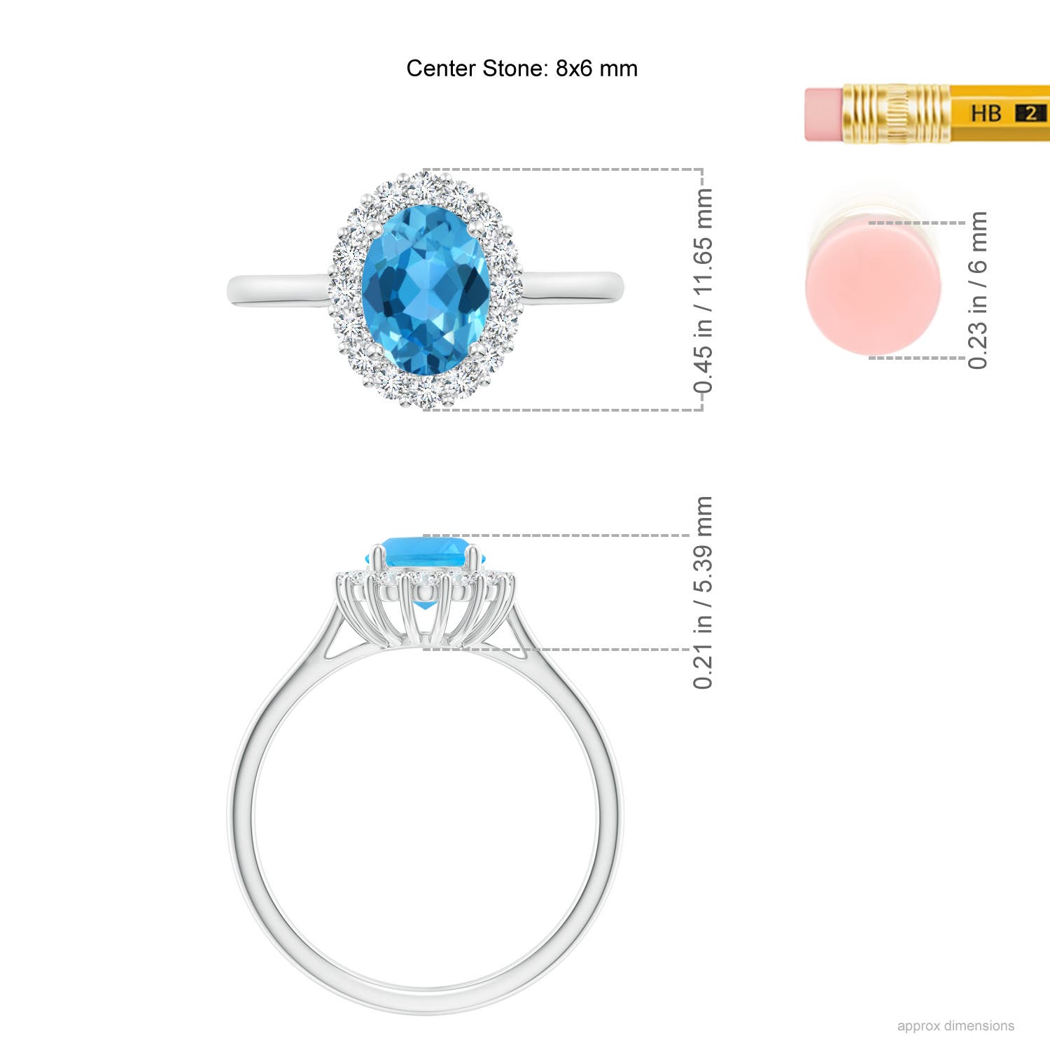 AAA - Swiss Blue Topaz / 1.79 CT / 14 KT White Gold