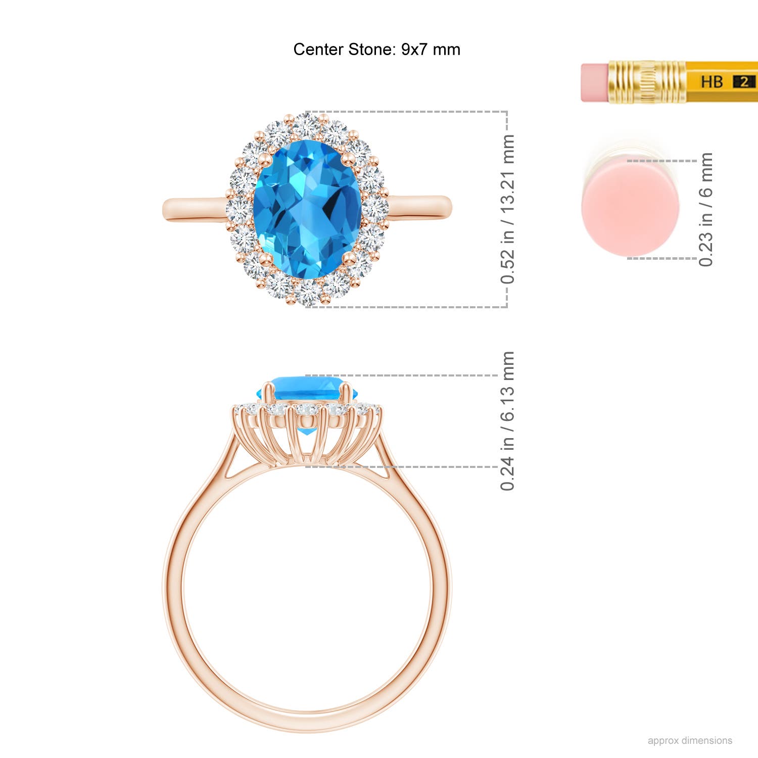 AAAA - Swiss Blue Topaz / 2.65 CT / 14 KT Rose Gold