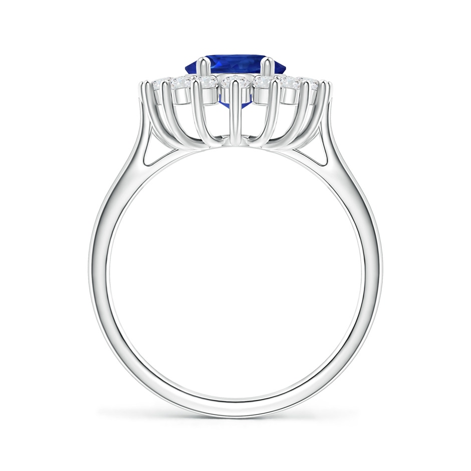 9.86x7.86x4.71mm AAA GIA Certified Oval Sapphire Ring with Floral Diamond Halo in 18K White Gold Side-1