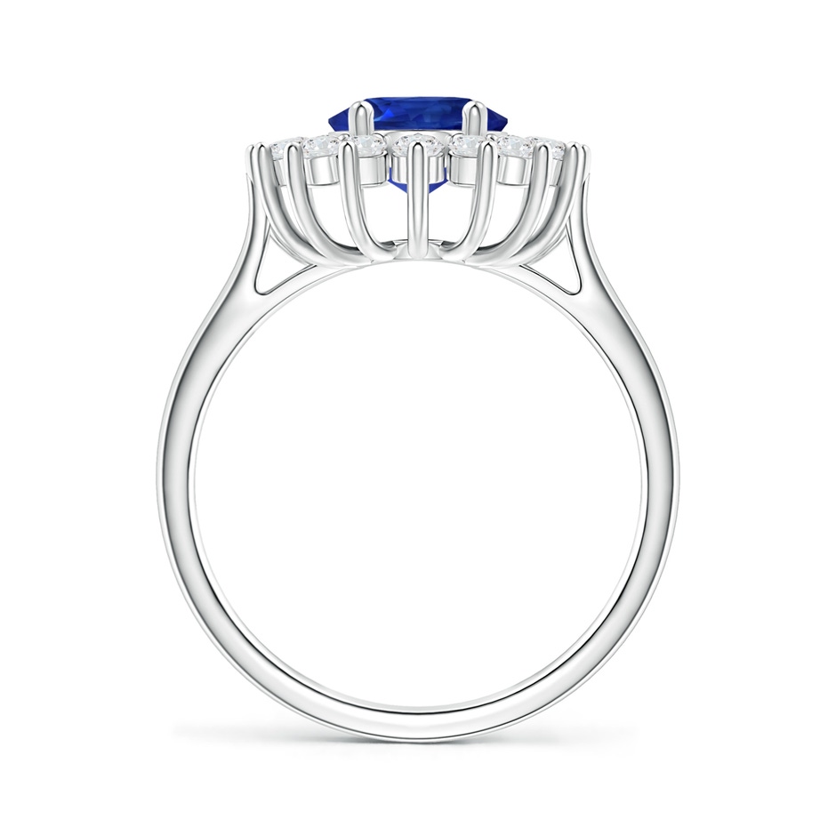 9.86x7.86x4.71mm AAA GIA Certified Oval Sapphire Ring with Floral Diamond Halo in P950 Platinum side-1